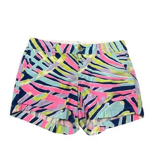 Lilly Pulitzer Callahan Shorts Womens 10 Multi Abstract Print Cotton Chino Pink